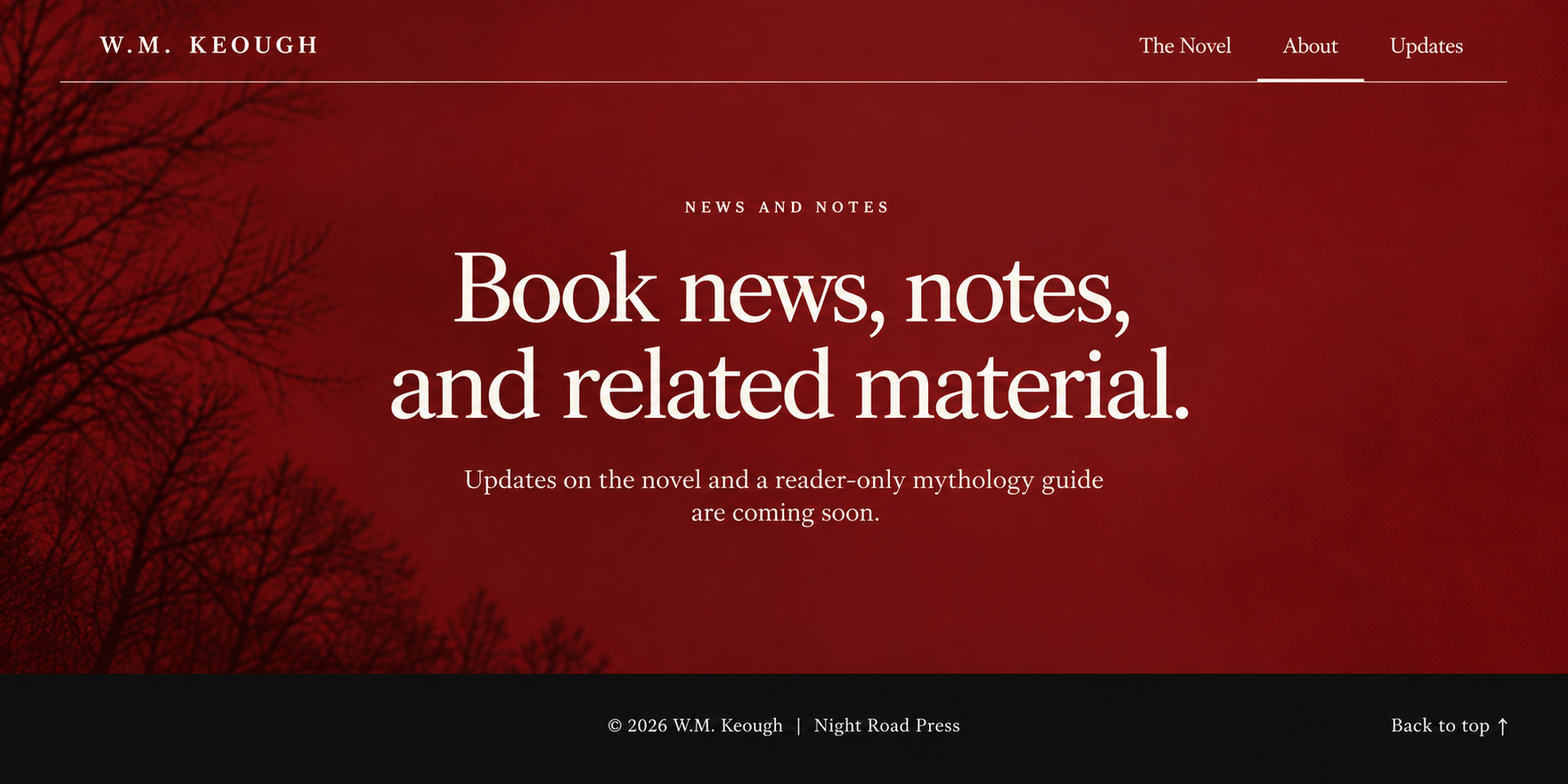 W.M. Keough author website updates page